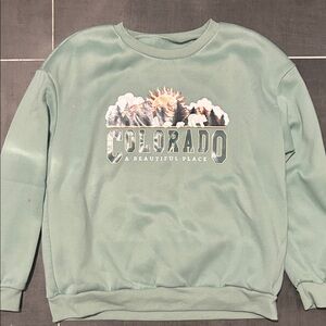 Colorado Graphic Crewneck Sweater - Sage Green
